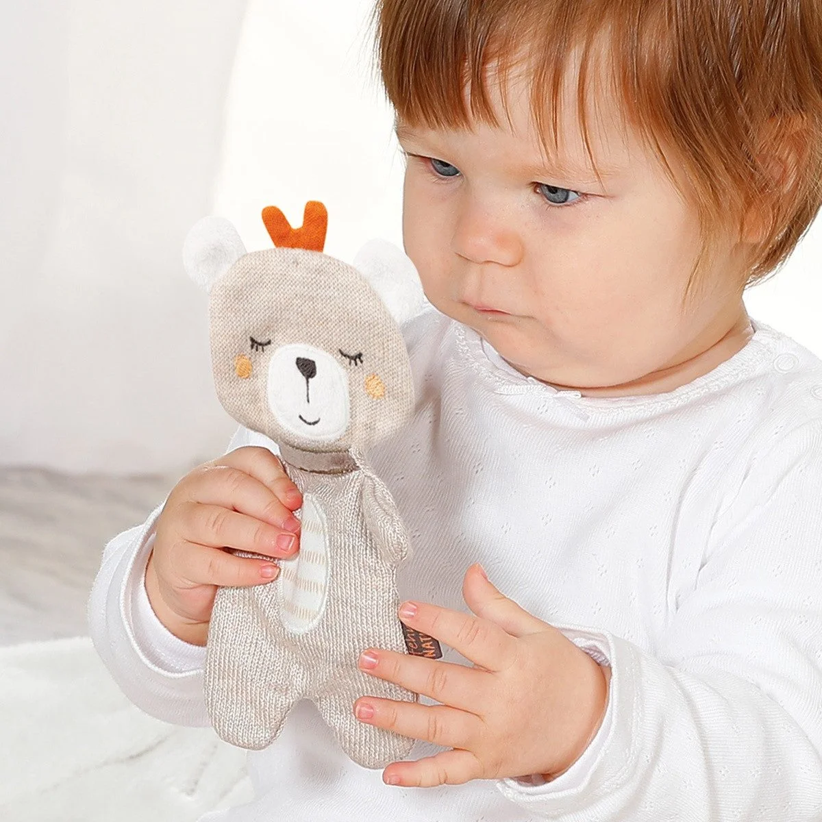 Knister-Teddy „fehnNATUR“ – Greifspielzeug aus Bio-Baumwolle